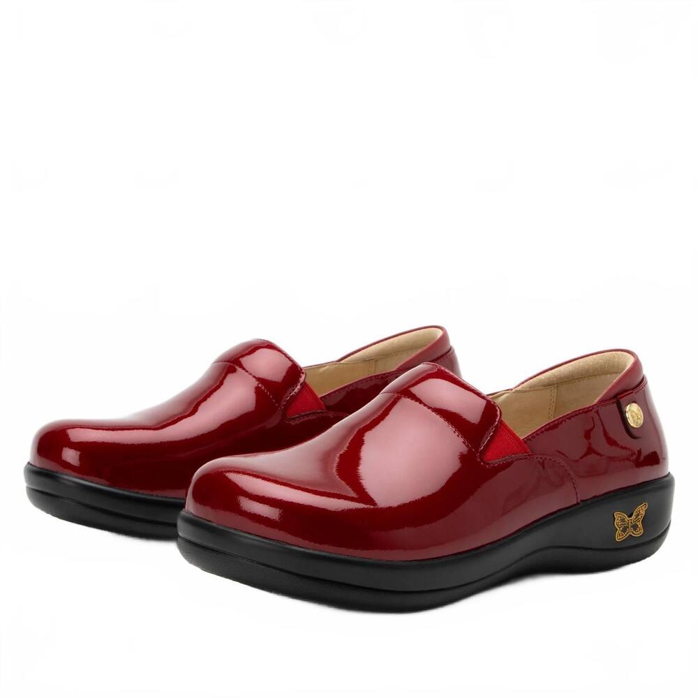 NEW ALEGRIA women's keli loafer shoes in cherry bomb patent